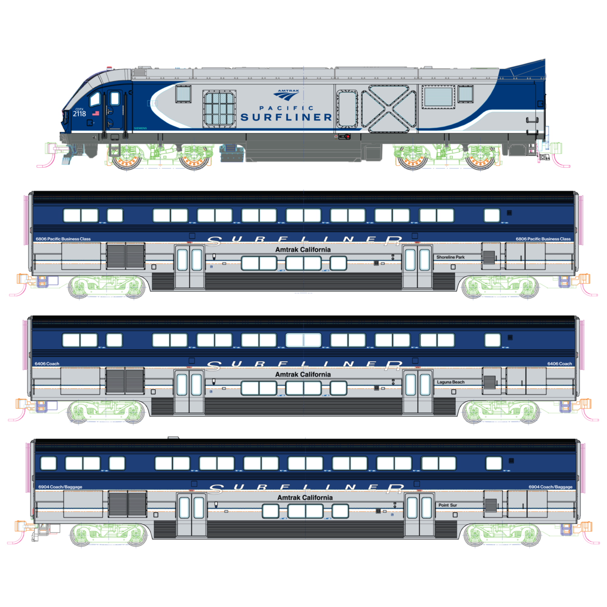 Kato 106-9001 Zugset Siemens SC-44 + 3 Surfliner Amtrak, Ep.VI